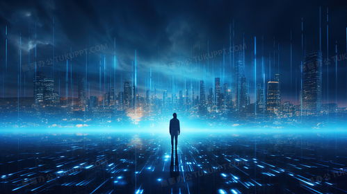 藍色科技大數據商務人工智能插畫圖片素材下載 jpg格式 熊貓辦公